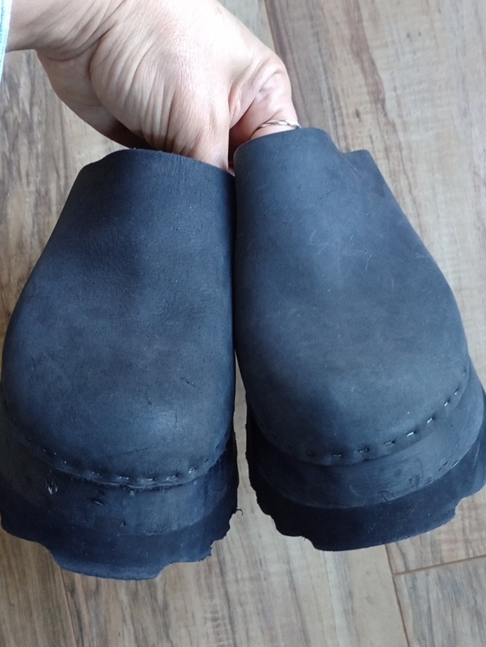 Bryr Clogs Mules Black Leather Chunky Minimalist Size 7 - Picture 5 of 9